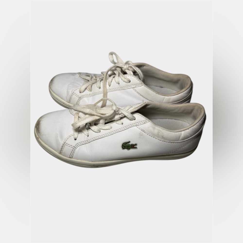 Lacoste Sneakers Womens Youth Size 6.5 White Green Low Top Classic Sporty